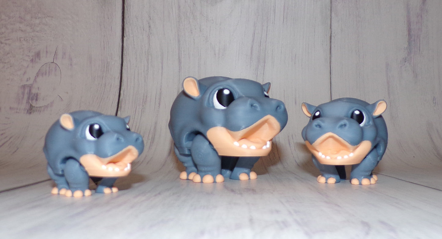 Hippo Puff Articulated 3d Printed Figurine - Wonderland 3D Printing