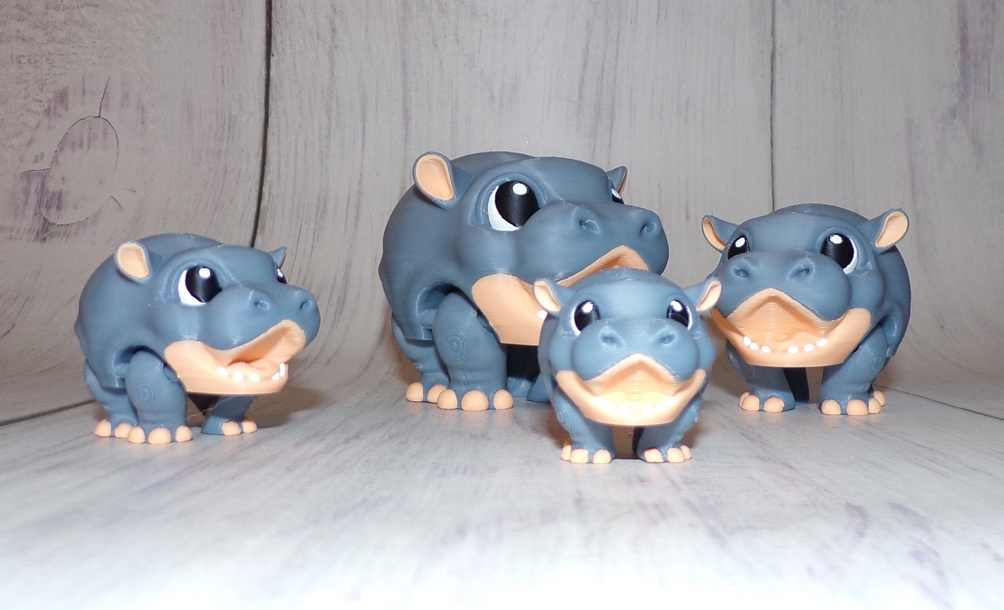 Hippo Puff Articulated 3d Printed Figurine - Wonderland 3D Printing
