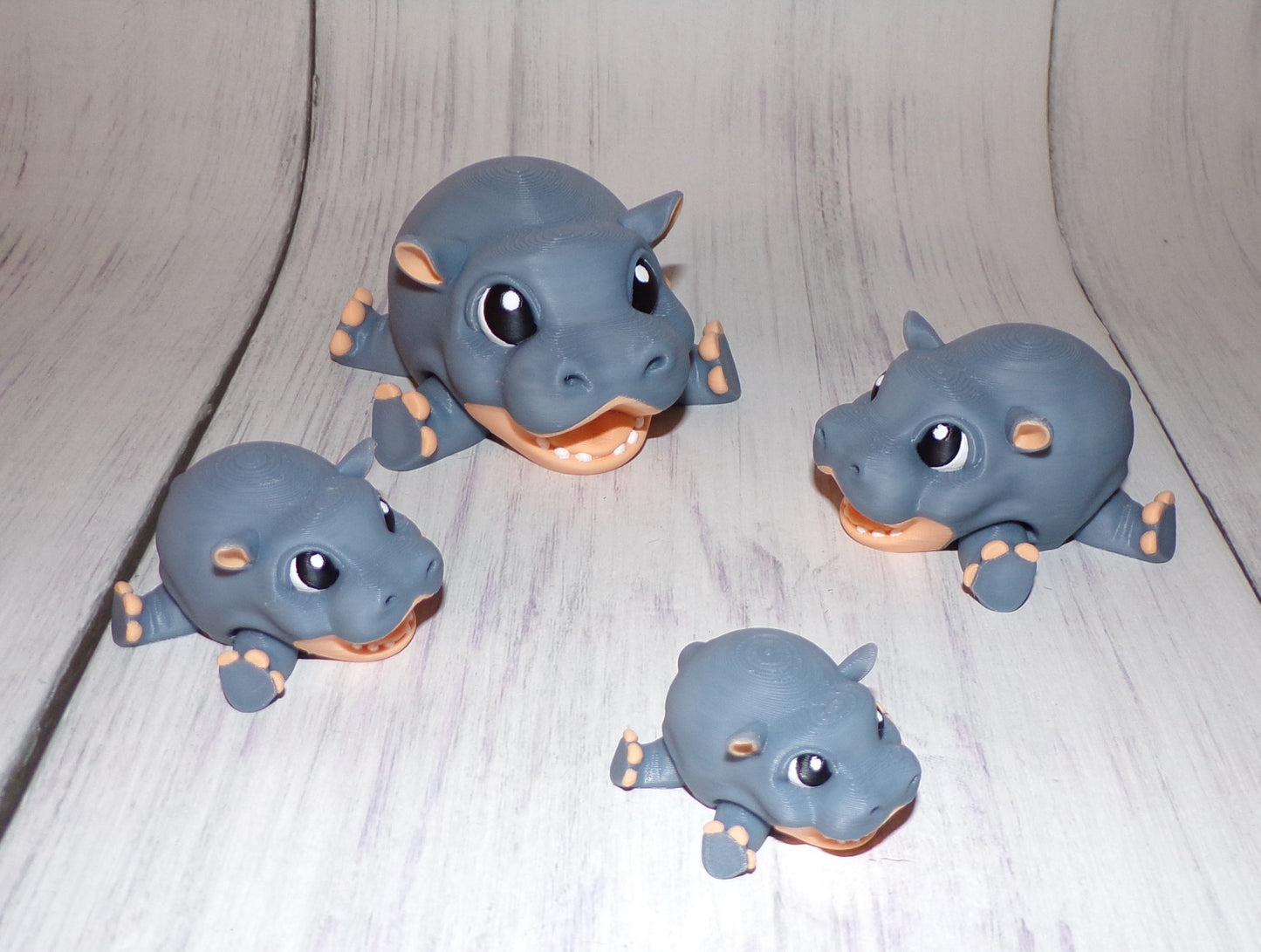 Hippo Puff Articulated 3d Printed Figurine - Wonderland 3D Printing