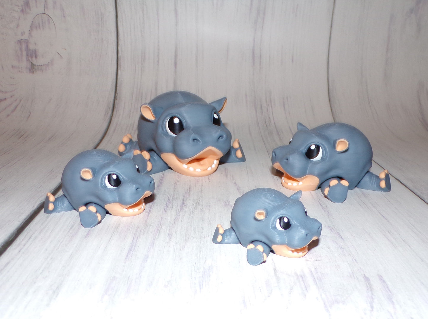 Hippo Puff Articulated 3d Printed Figurine - Wonderland 3D Printing