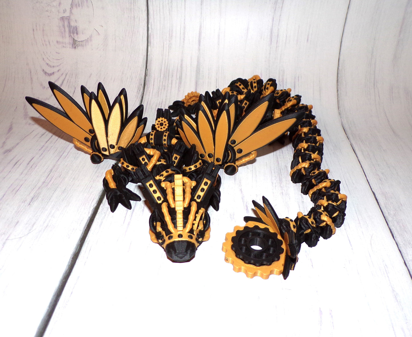 Steam Punk Dragon: 3D Printed Articulated Fidget Toy-Available in Winged or Wingless - Wonderland 3D Printing