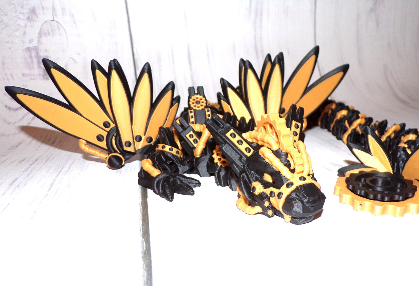 Steam Punk Dragon: 3D Printed Articulated Fidget Toy-Available in Winged or Wingless - Wonderland 3D Printing