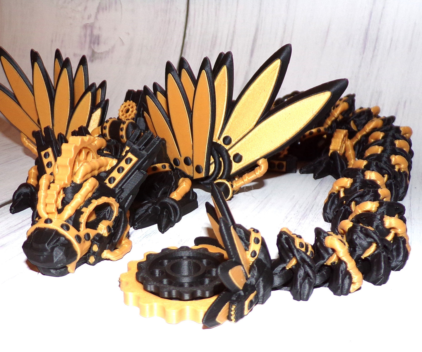 Steam Punk Dragon: 3D Printed Articulated Fidget Toy-Available in Winged or Wingless - Wonderland 3D Printing