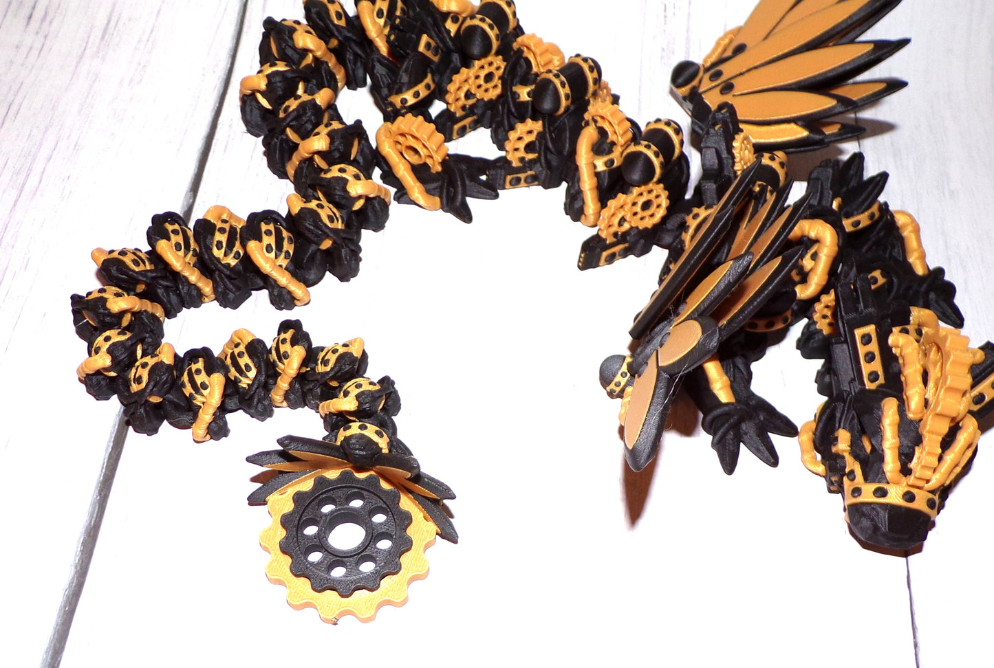 Steam Punk Dragon: 3D Printed Articulated Fidget Toy-Available in Winged or Wingless - Wonderland 3D Printing