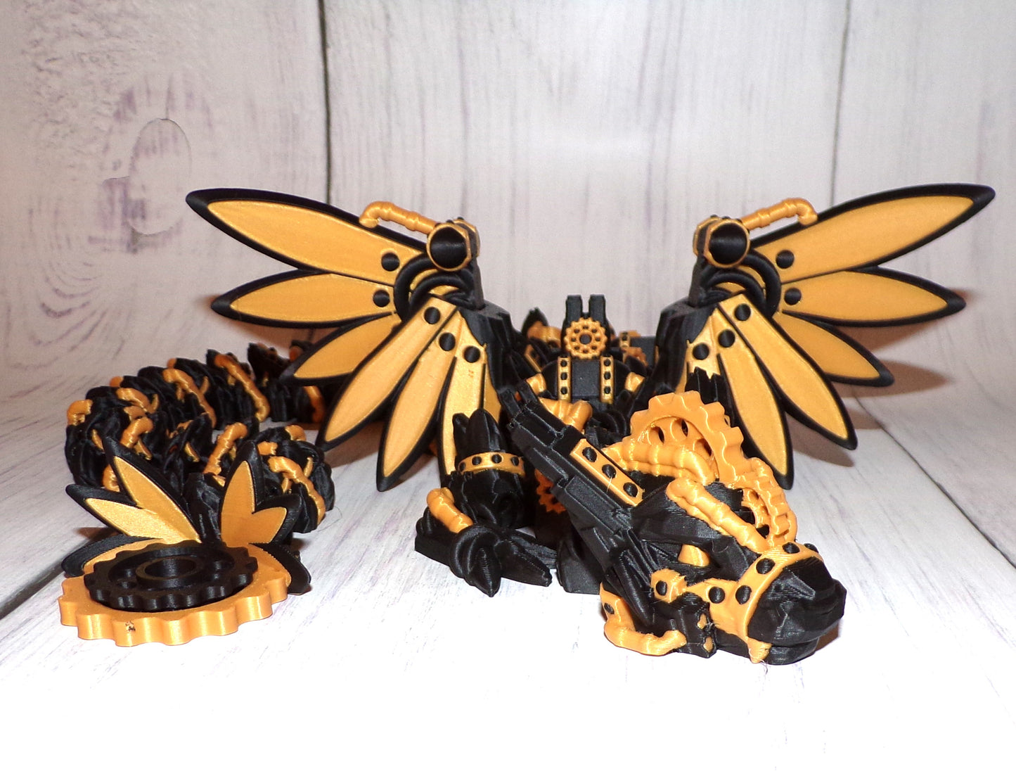 Steam Punk Dragon: 3D Printed Articulated Fidget Toy-Available in Winged or Wingless - Wonderland 3D Printing