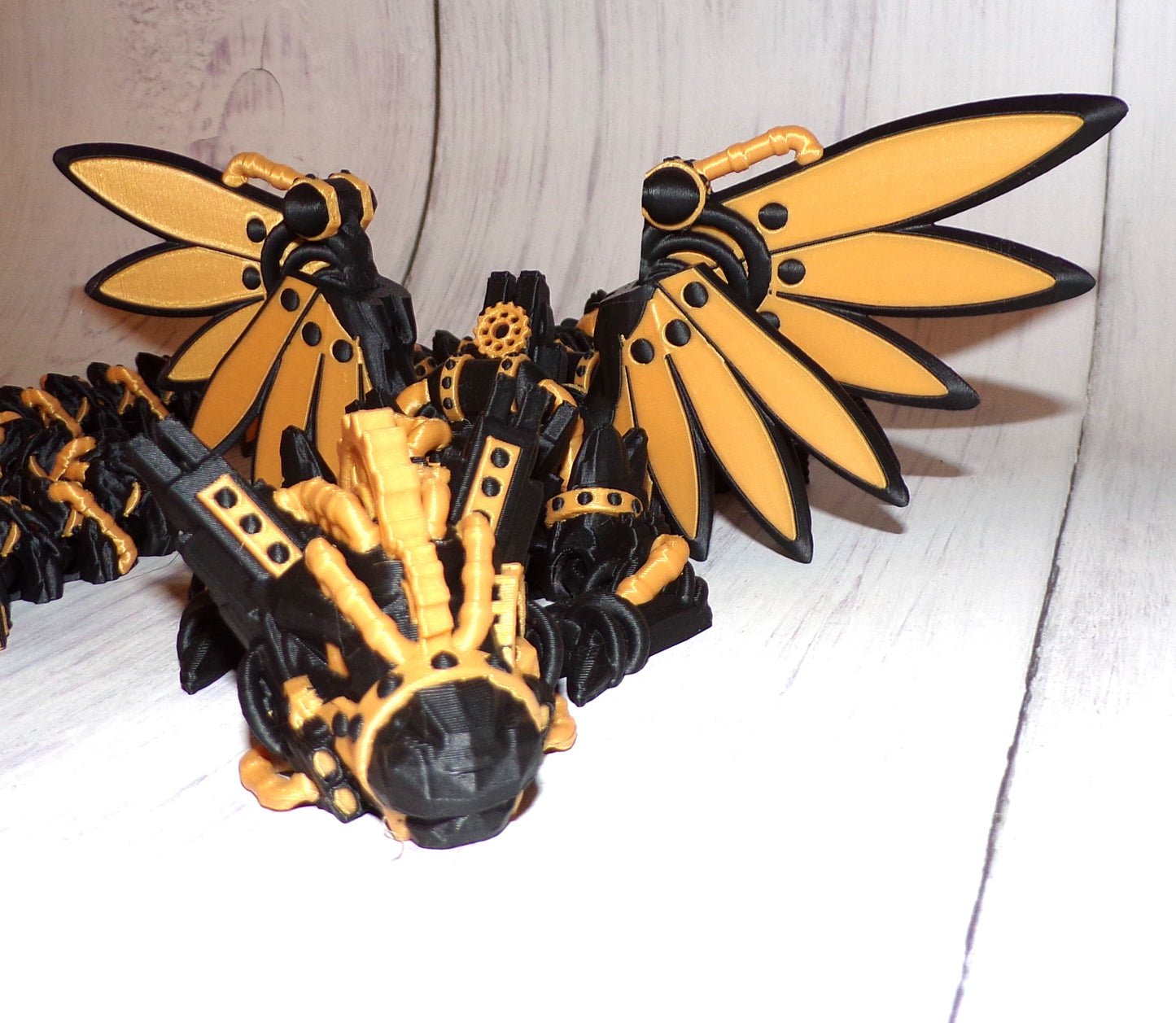 Steam Punk Dragon: 3D Printed Articulated Fidget Toy-Available in Winged or Wingless - Wonderland 3D Printing