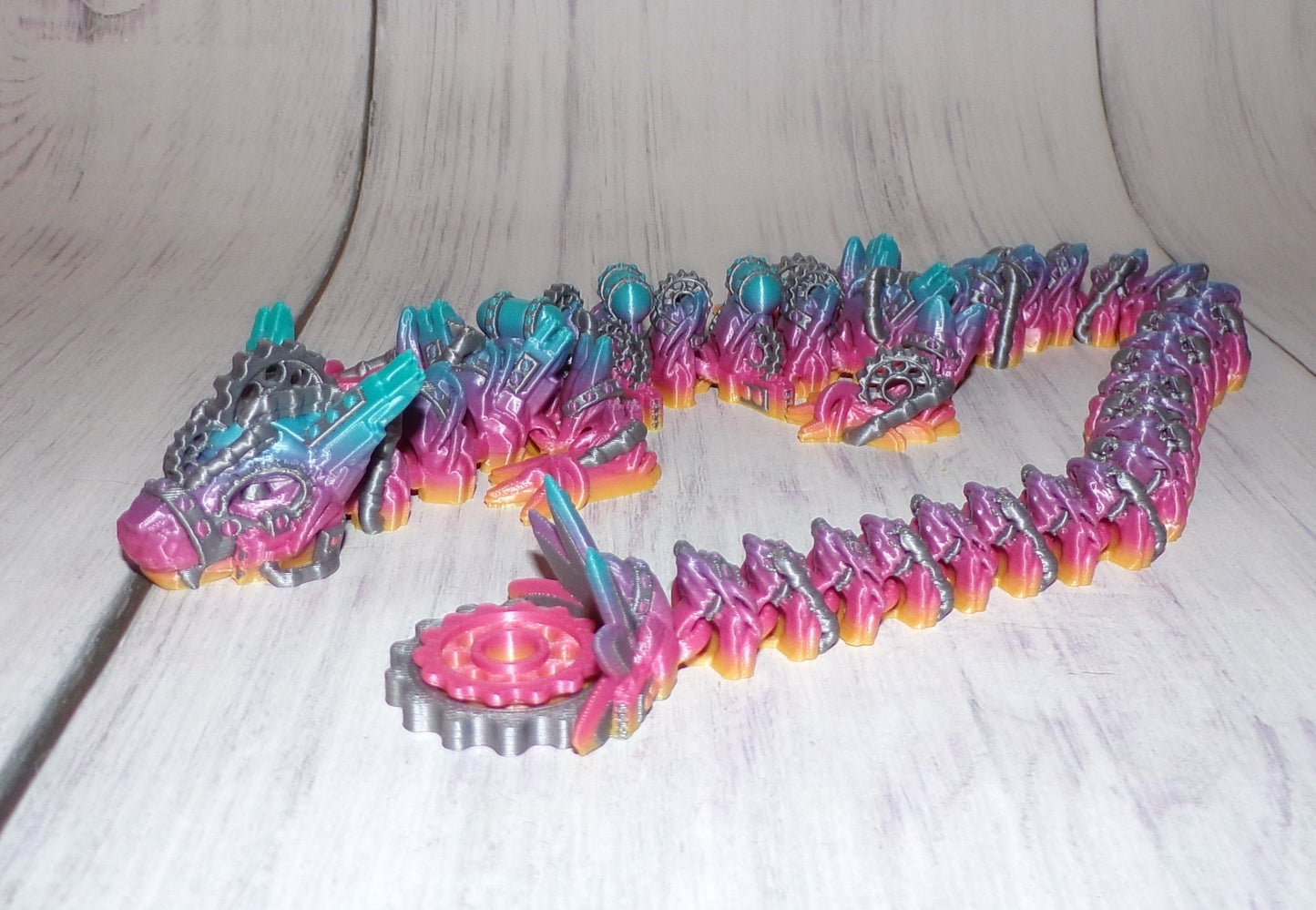 Steam Punk Dragon: 3D Printed Articulated Fidget Toy-Available in Winged or Wingless - Wonderland 3D Printing