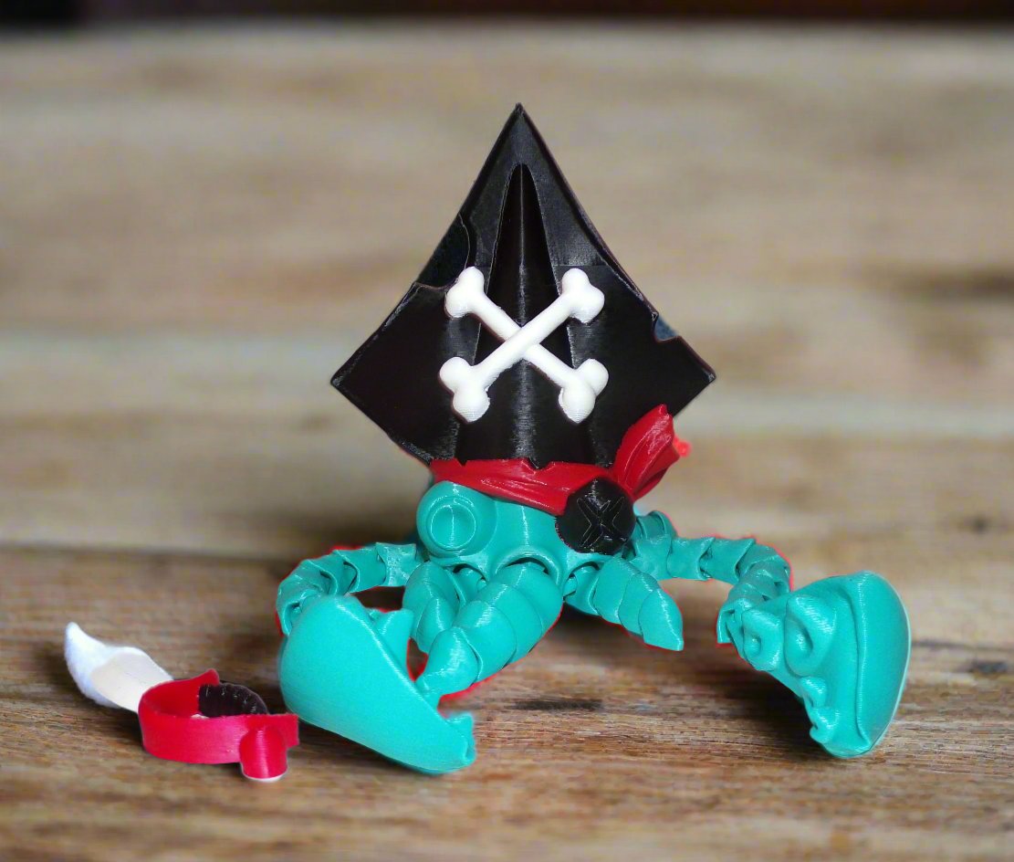 Pirate Squid 3d printed Articulated Figurine - Wonderland 3D Printing