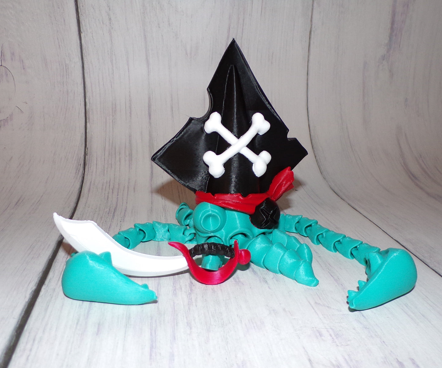 Pirate Squid 3d printed Articulated Figurine - Wonderland 3D Printing