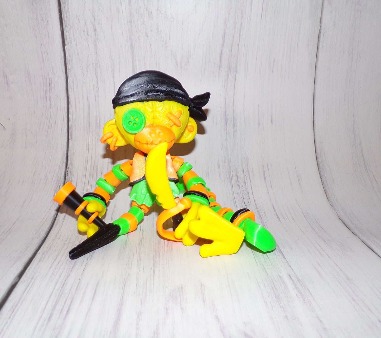 Pirate Monkey 3d printed Articulated Figurine - Wonderland 3D Printing