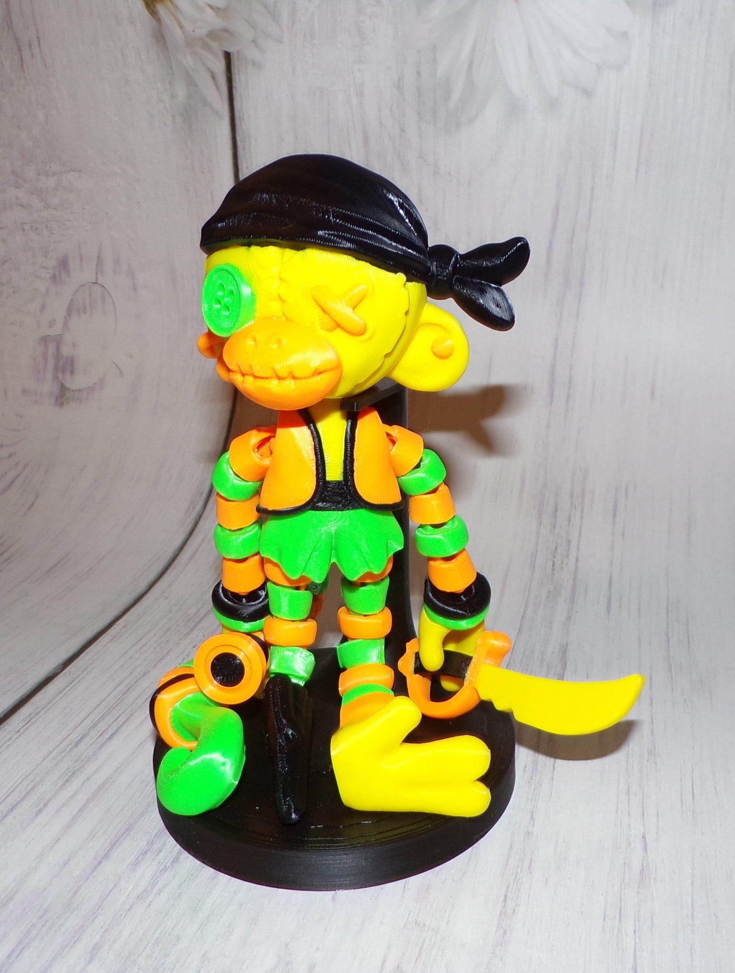 Pirate Monkey 3d printed Articulated Figurine - Wonderland 3D Printing
