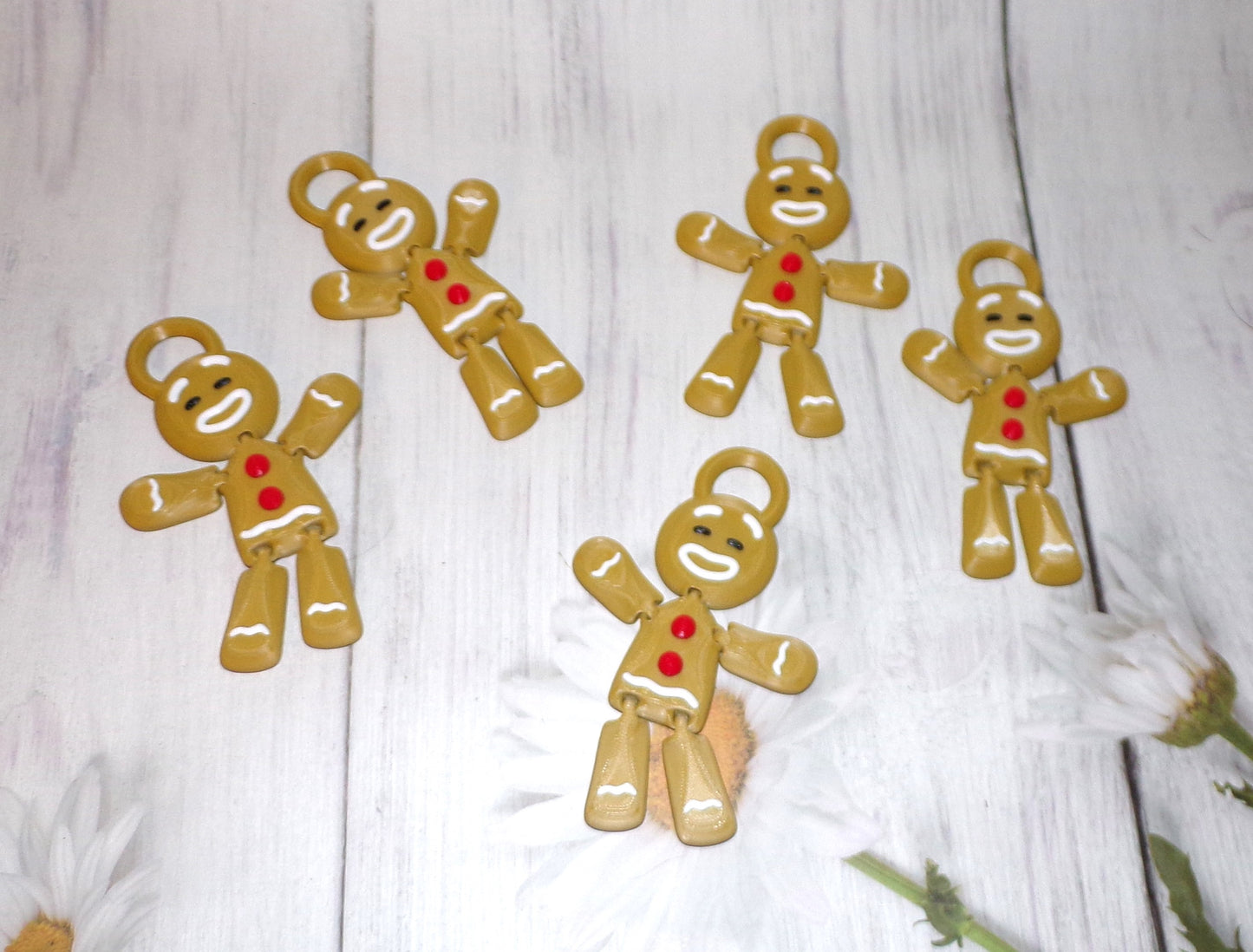 Gingerbread Man 3D Printed Articulated Figurine Ornaments - Wonderland 3D Printing