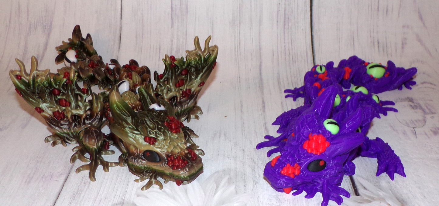 Infested Baby Dragon Winged and Wingless options, 3D Printed Articulated Figurine - Wonderland 3D Printing