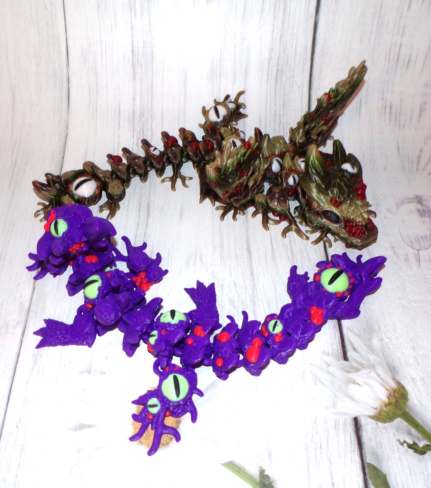 Infested Baby Dragon Winged and Wingless options, 3D Printed Articulated Figurine - Wonderland 3D Printing