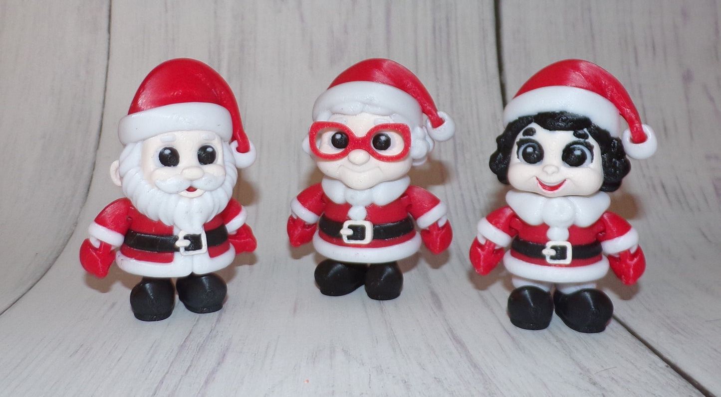Mrs. Clause, Young Mrs. Clause and Santa 3D Printed Articulated Figurine - Wonderland 3D Printing