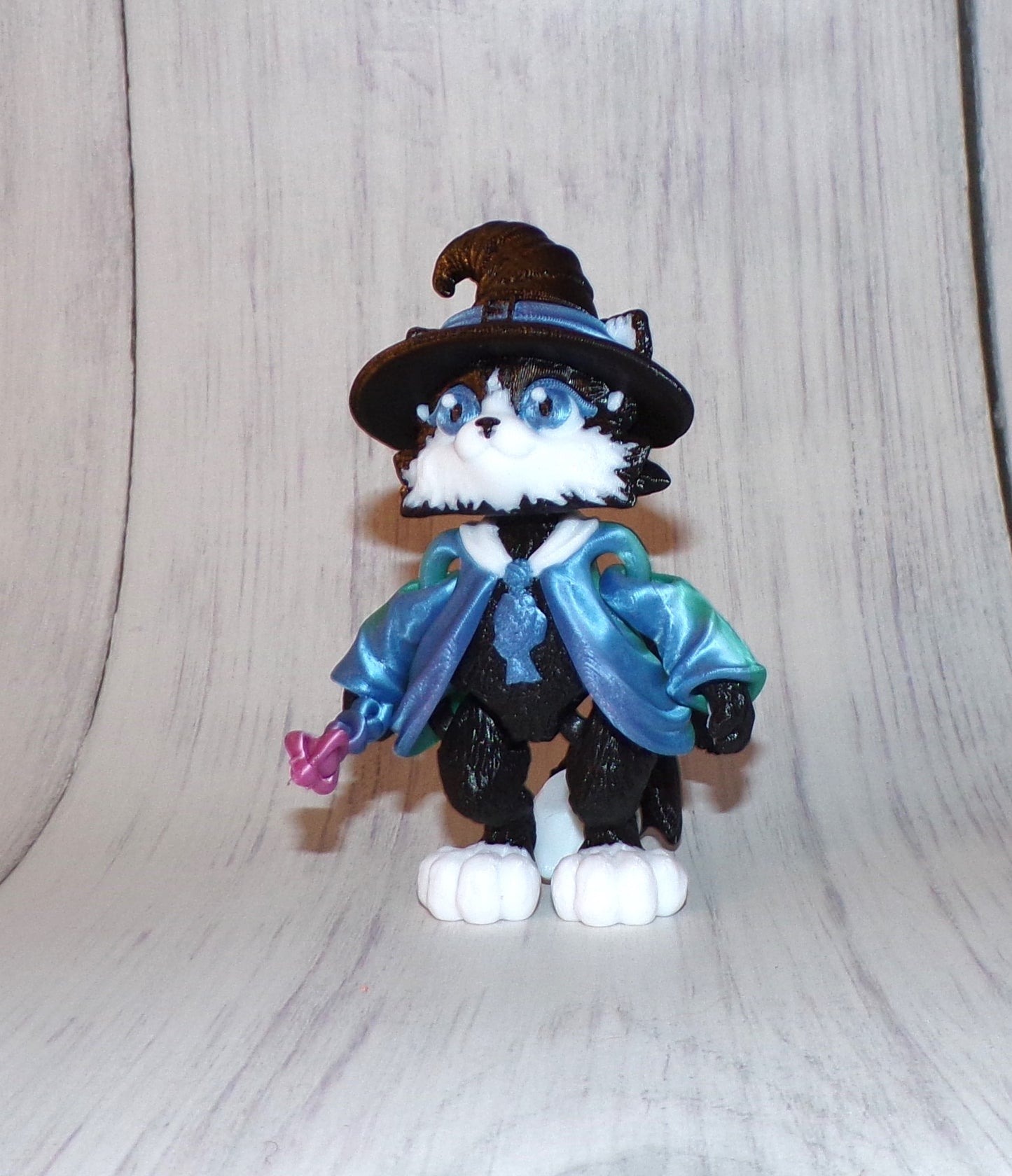 Wizard Cat 3d Printed Articulated Figurine - Wonderland 3D Printing