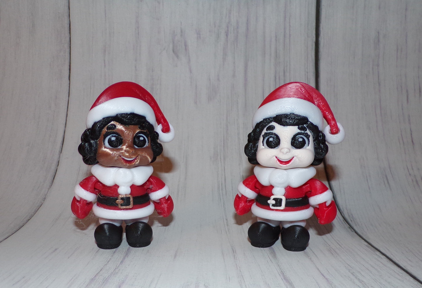 Mrs. Clause, Young Mrs. Clause and Santa 3D Printed Articulated Figurine - Wonderland 3D Printing