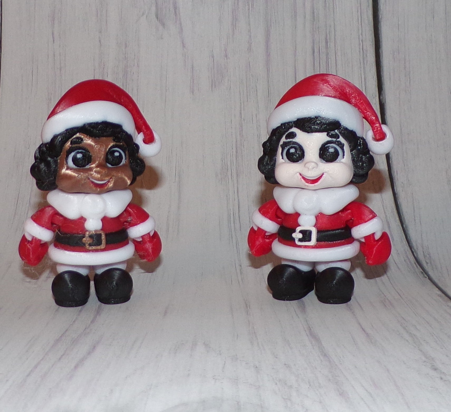 Mrs. Clause, Young Mrs. Clause and Santa 3D Printed Articulated Figurine - Wonderland 3D Printing