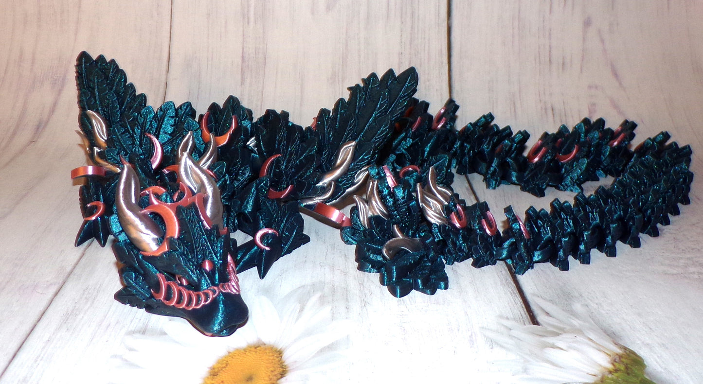Lunar Dragon: 3D Printed Articulated Fidget Toy - Wonderland 3D Printing