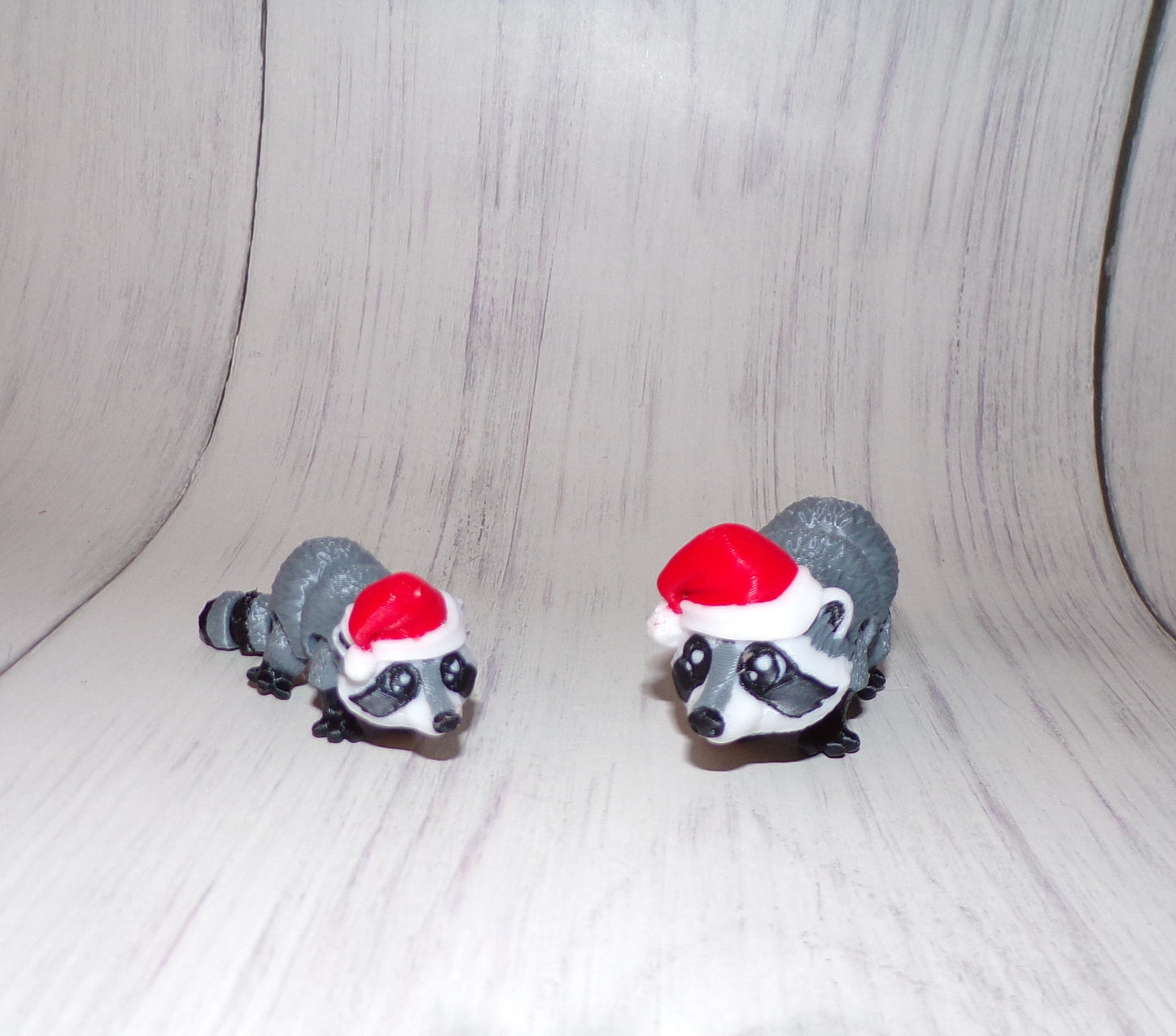 Raccoon and Santa Hat Raccoon 3D Printed Articulated Figurine - Wonderland 3D Printing