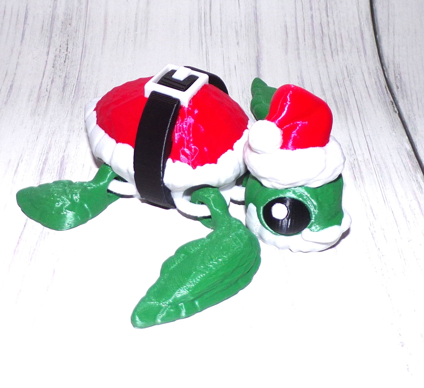 Santa Turtle 3D Printed Articulated Figurine - Wonderland 3D Printing