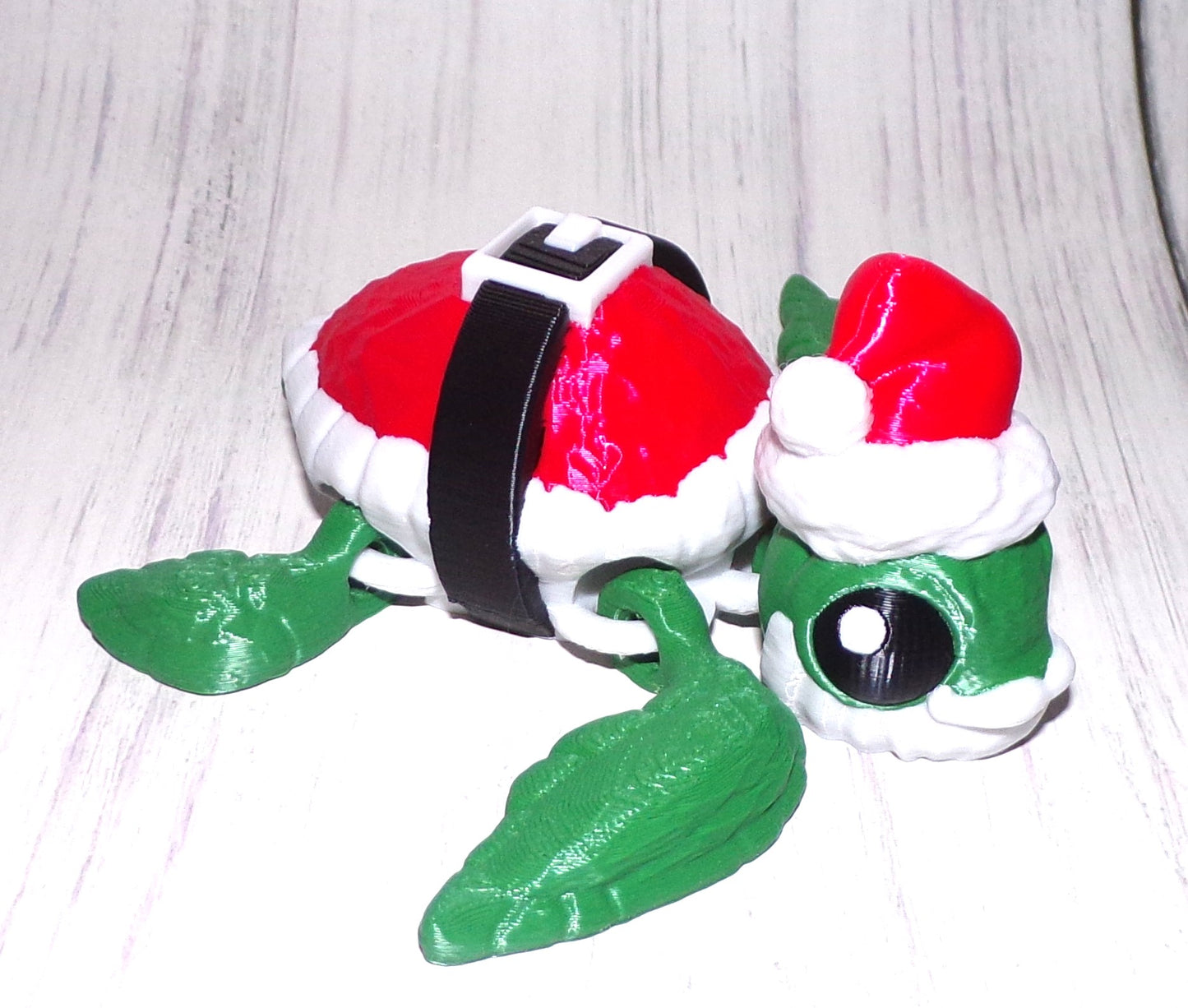 Santa Turtle 3D Printed Articulated Figurine - Wonderland 3D Printing