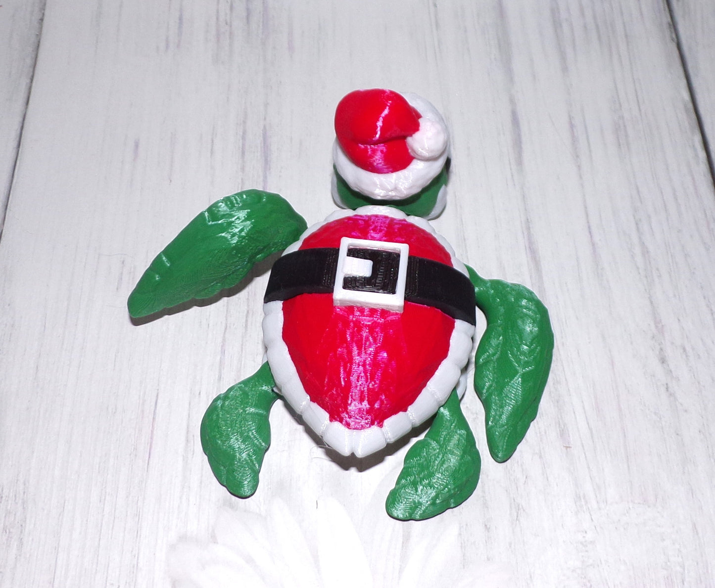 Santa Turtle 3D Printed Articulated Figurine - Wonderland 3D Printing