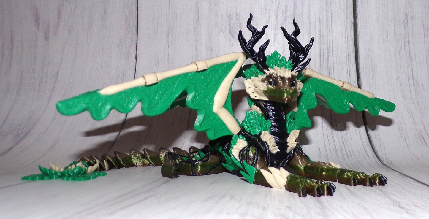 Forest Dragon 3d Printed Articulated Figurine - Wonderland 3D Printing