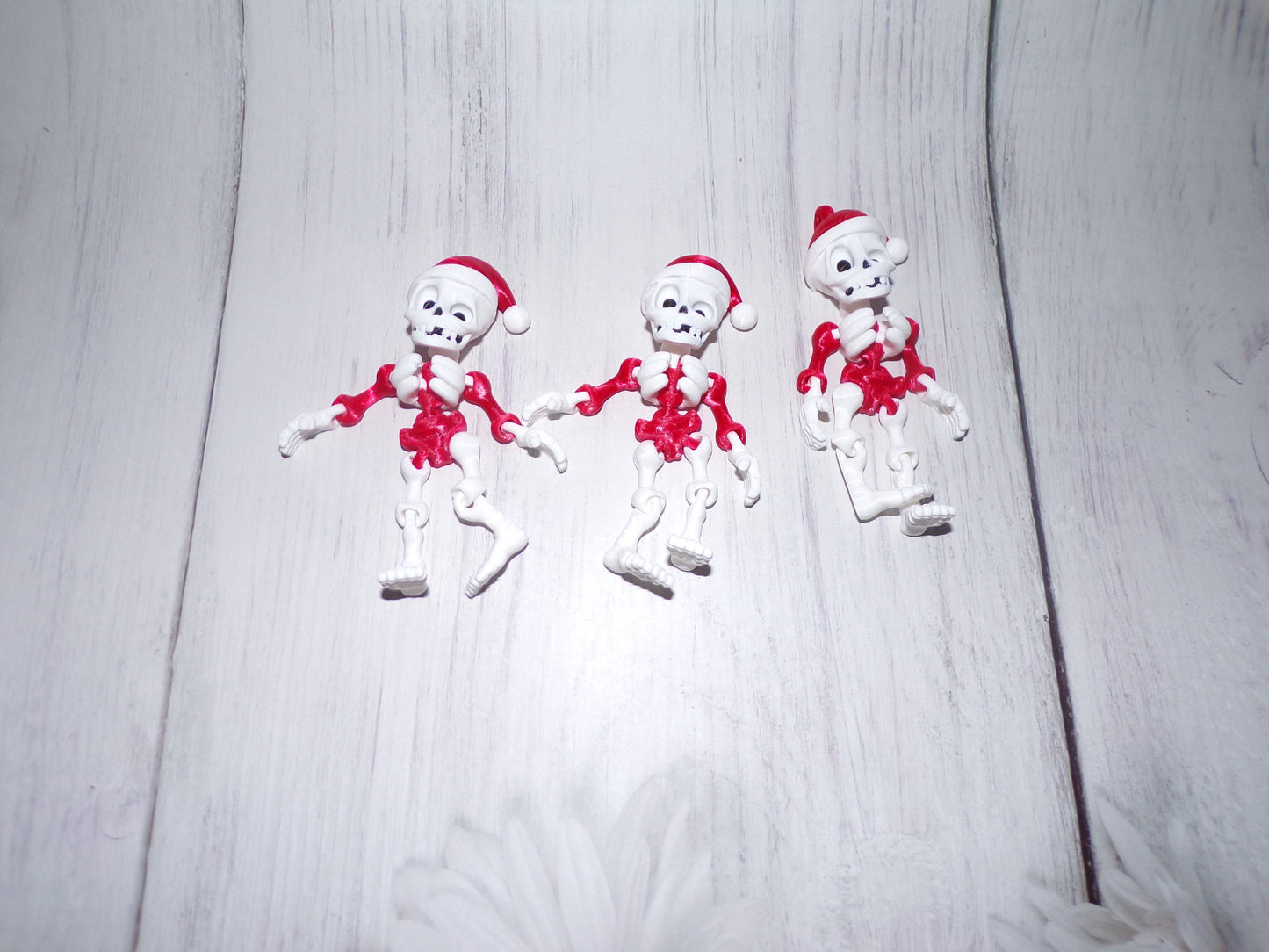 Santa Skeleton 3d Printed Articulated Figurine- Magnet, Ornament or Regular - Wonderland 3D Printing
