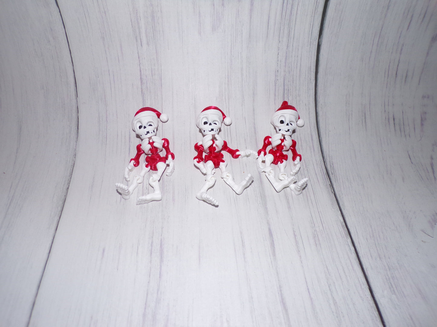 Santa Skeleton 3d Printed Articulated Figurine- Magnet, Ornament or Regular - Wonderland 3D Printing