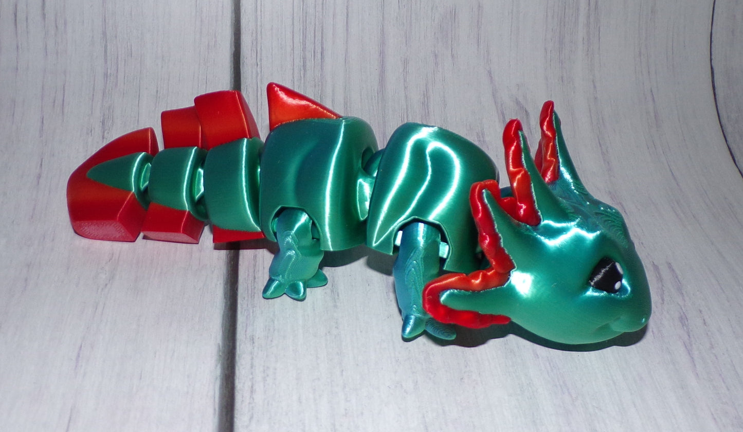 Baby Axolotl 3D Printed Articulated Figurine - Wonderland 3D Printing