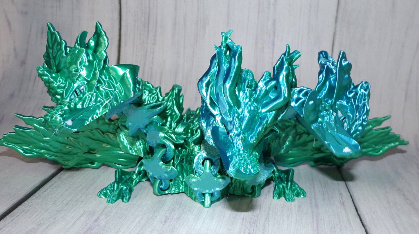 3 headed Forest Dragon 3d Printed Articulated Figurine - Wonderland 3D Printing