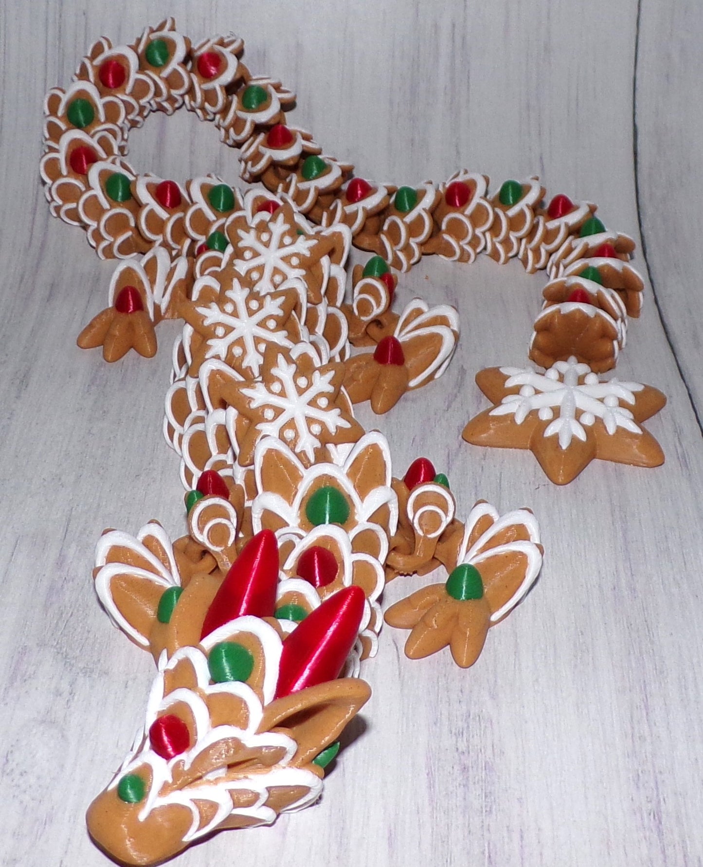 Gingerbread Dragon: 3D Printed Articulated - Wonderland 3D Printing