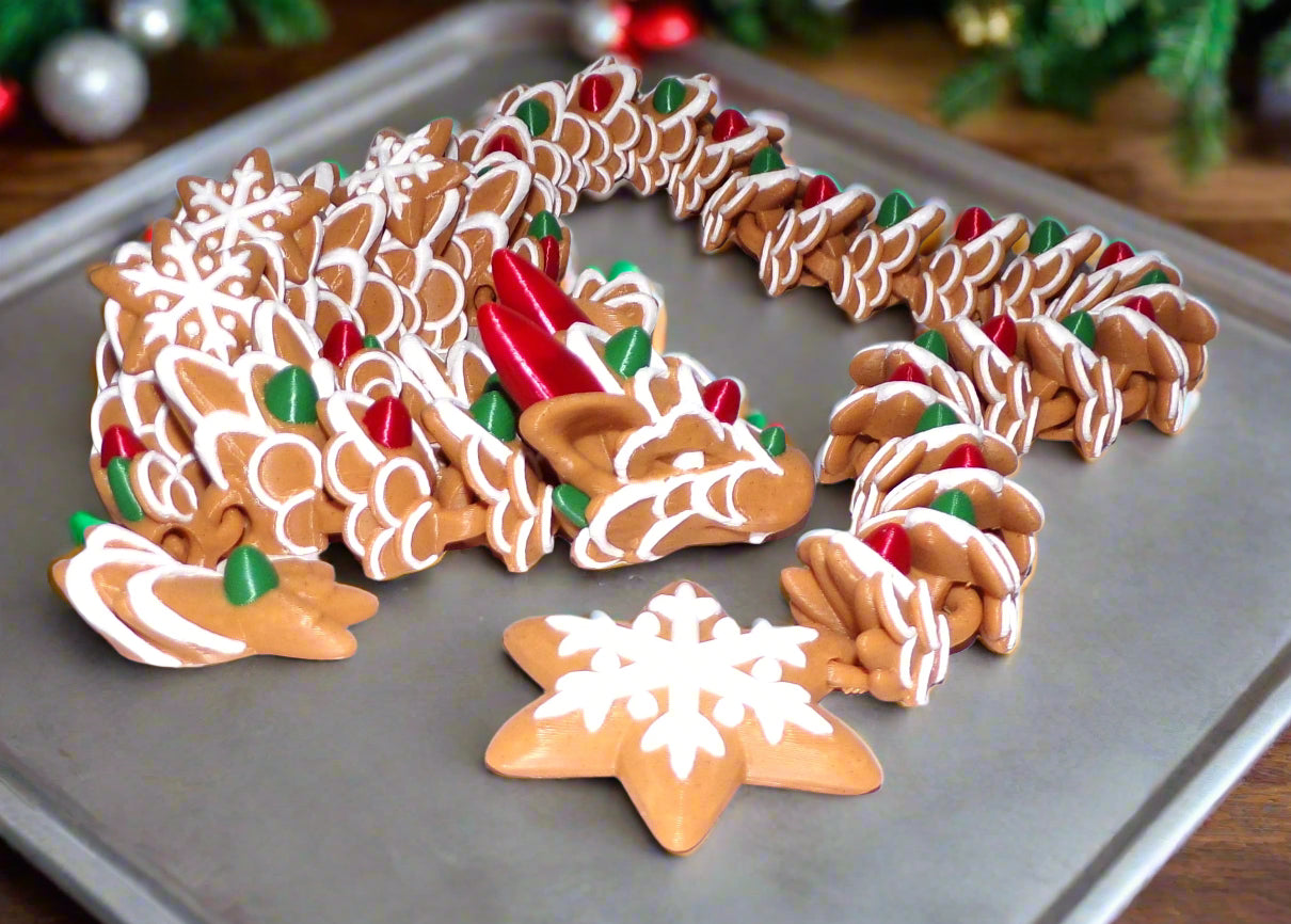 Gingerbread Dragon: 3D Printed Articulated - Wonderland 3D Printing
