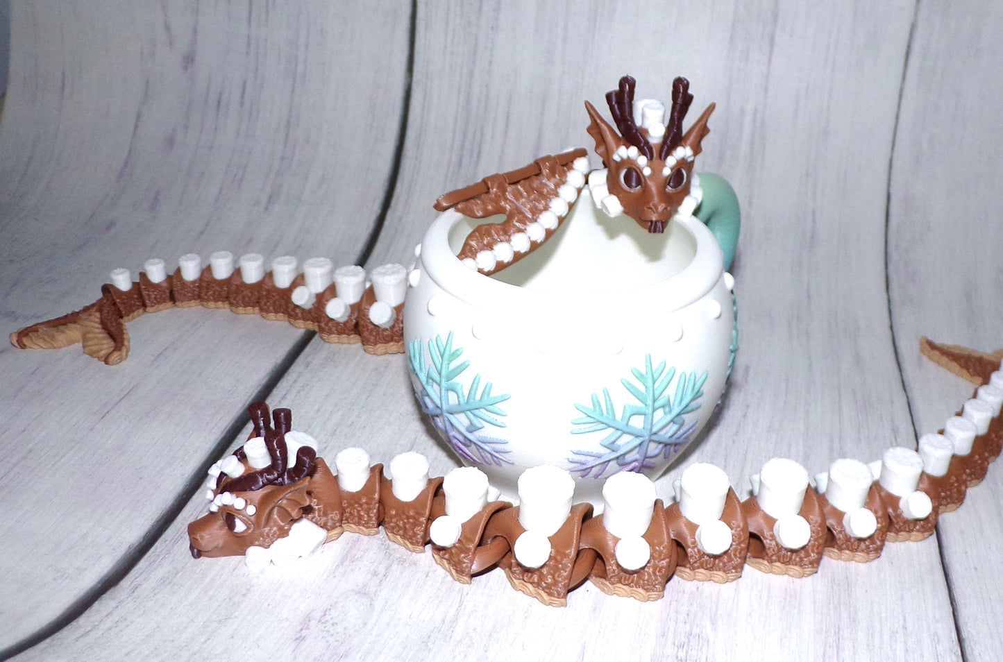 Hot Coco Dragon Articulated 3d Printed cup options available - Wonderland 3D Printing