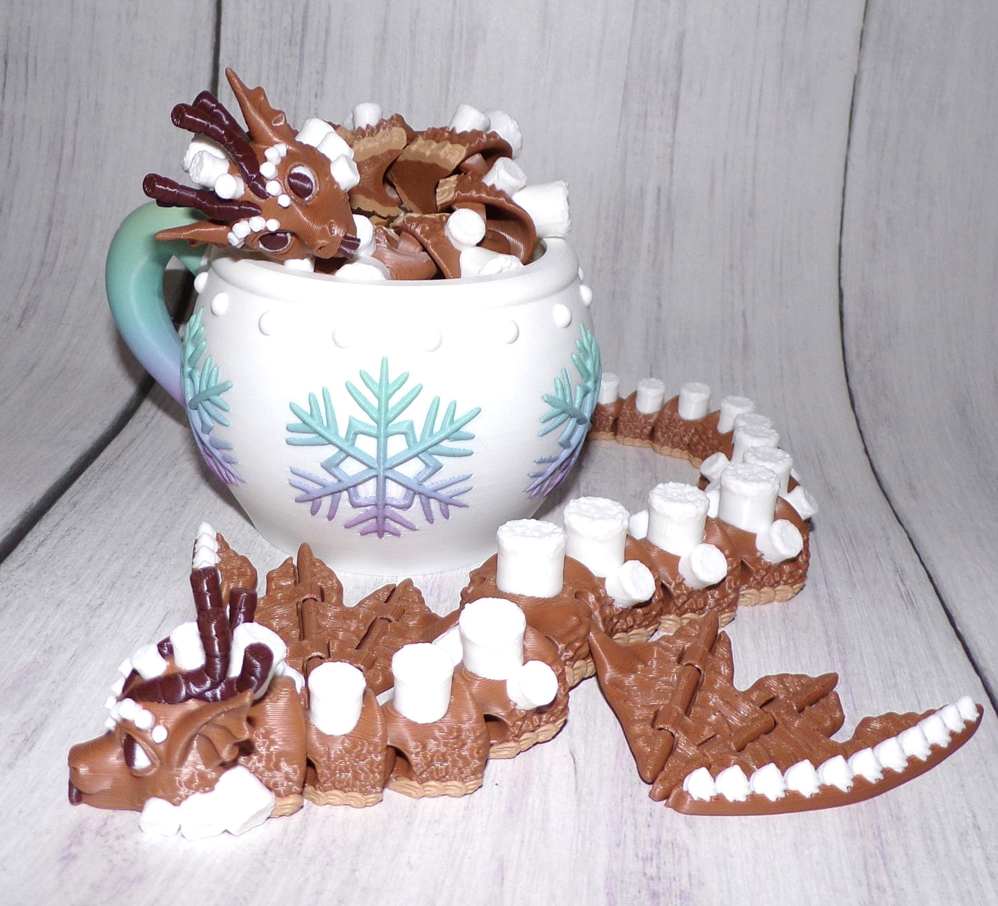 Hot Coco Dragon Articulated 3d Printed cup options available - Wonderland 3D Printing