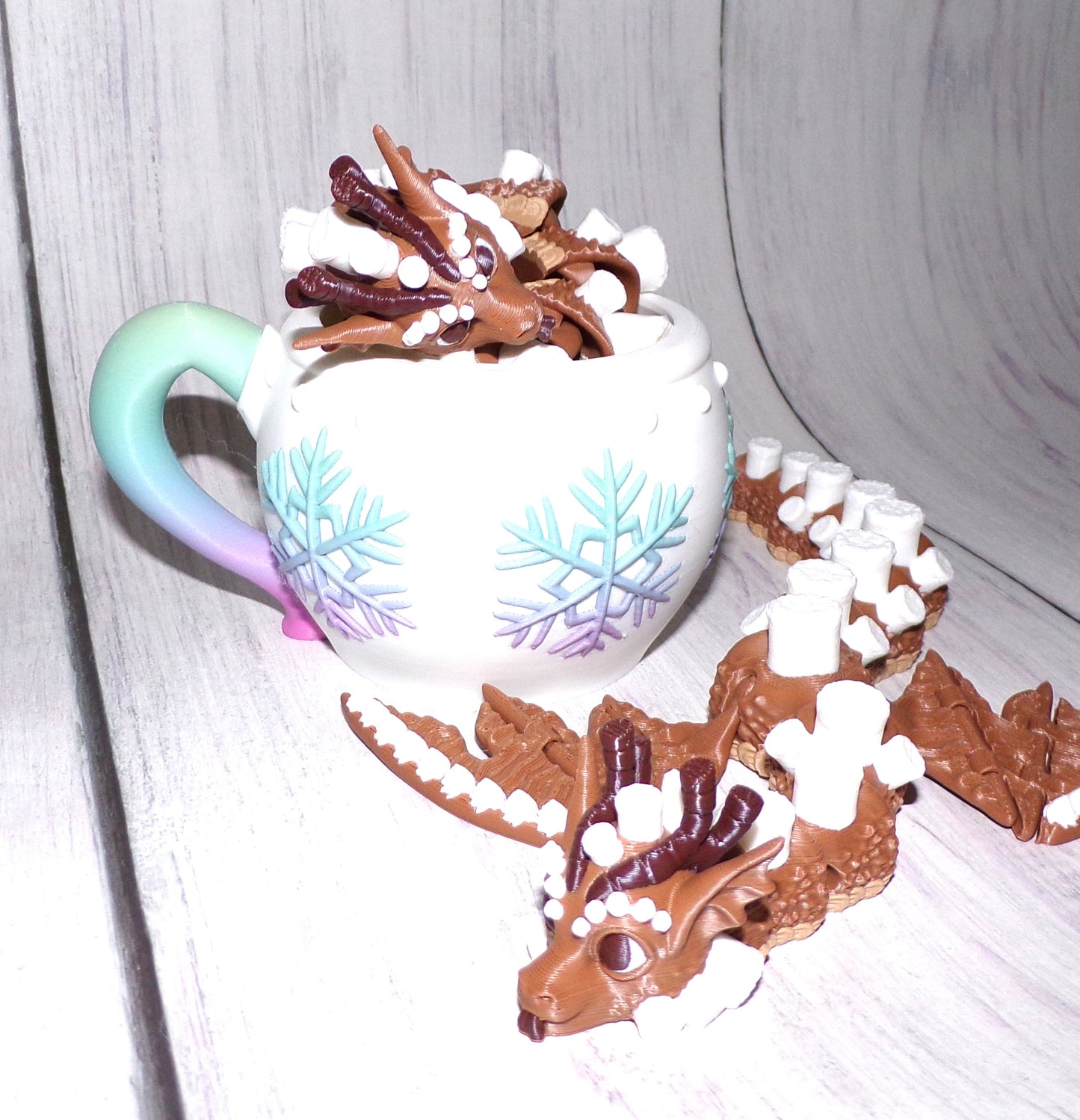 Hot Coco Dragon Articulated 3d Printed cup options available - Wonderland 3D Printing