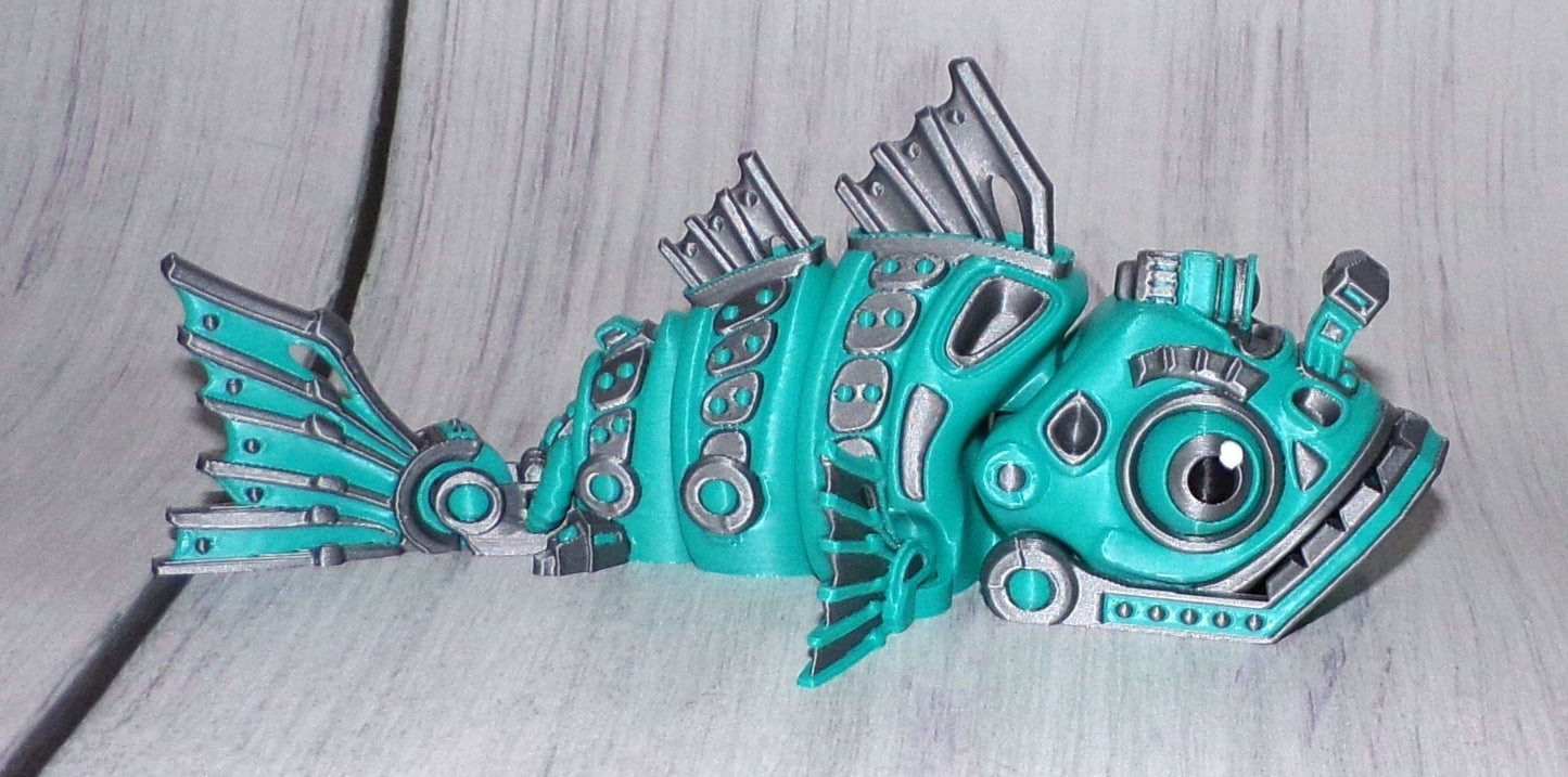 Cyber Fish 3D Printed Articulated Figurine - Wonderland 3D Printing