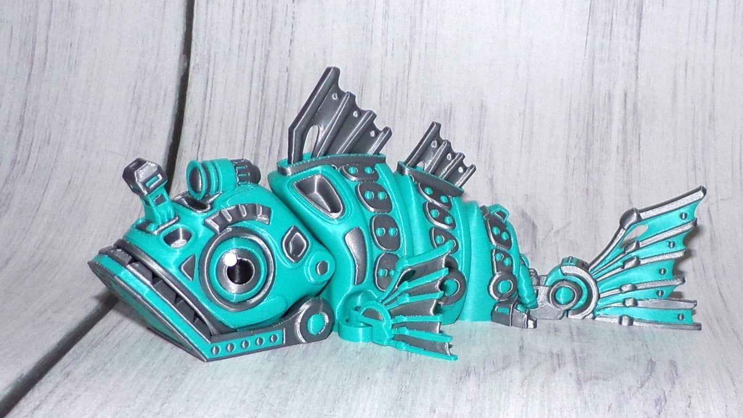 Cyber Fish 3D Printed Articulated Figurine - Wonderland 3D Printing