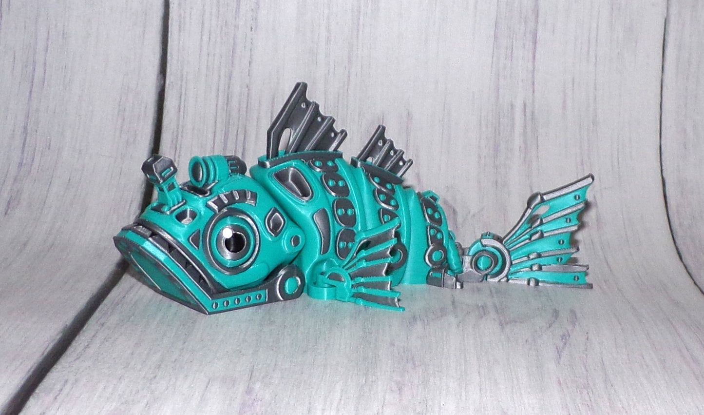 Cyber Fish 3D Printed Articulated Figurine - Wonderland 3D Printing