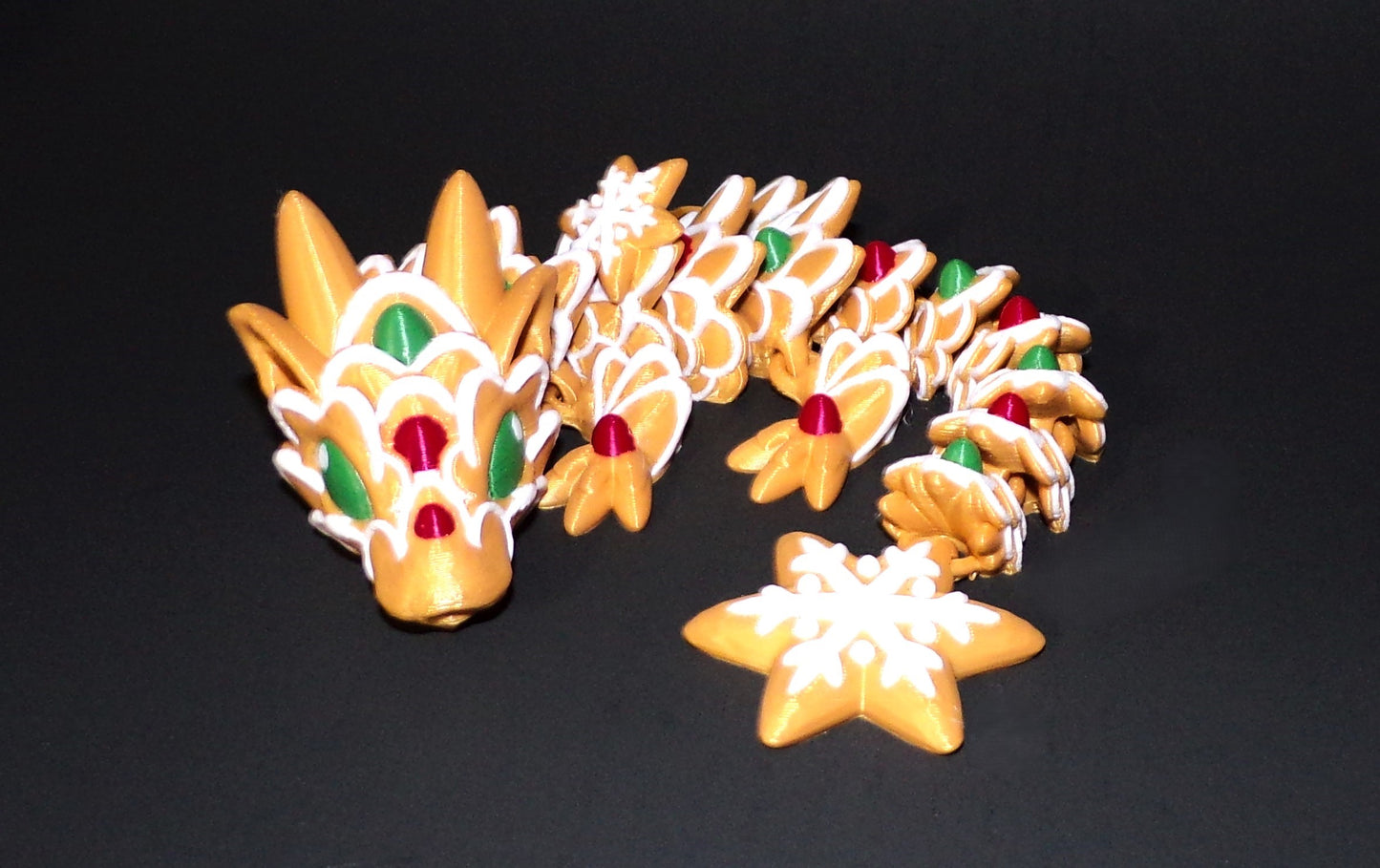 Gingerbread Dragon or Baby Gingerbread Dragon 3D Printed Articulated