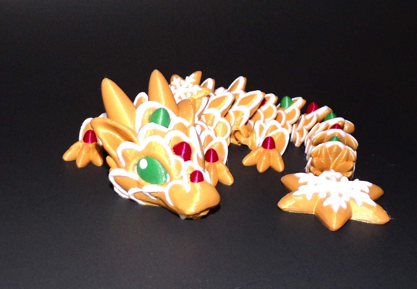 Gingerbread Dragon or Baby Gingerbread Dragon 3D Printed Articulated