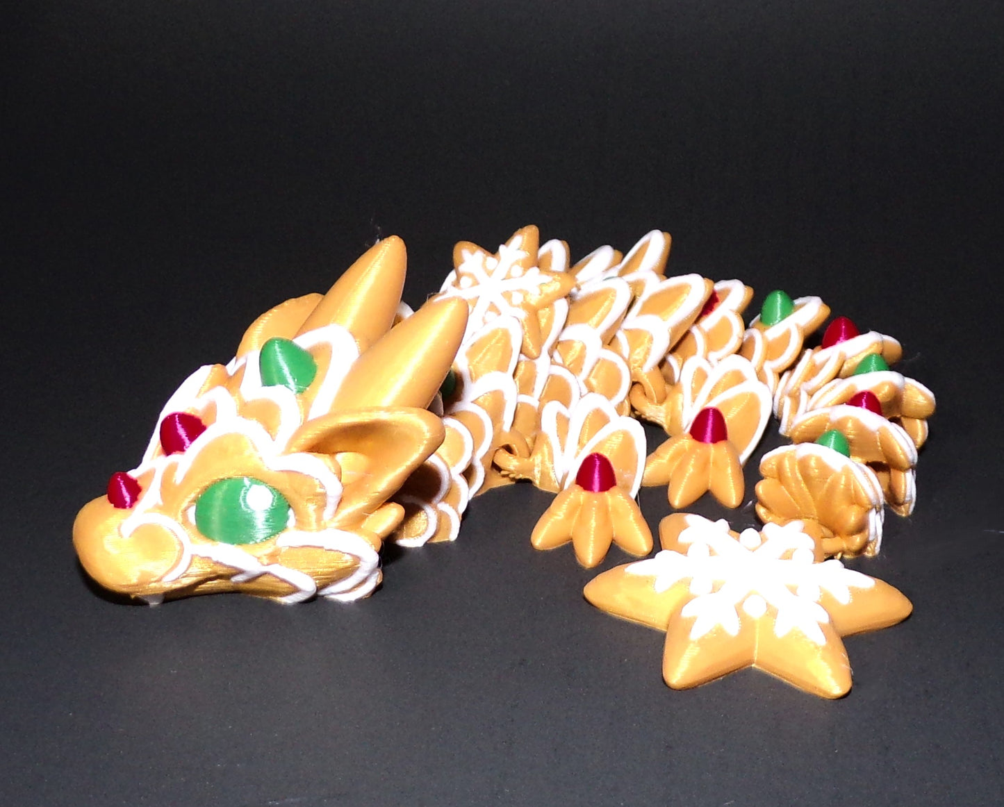 Gingerbread Dragon or Baby Gingerbread Dragon 3D Printed Articulated