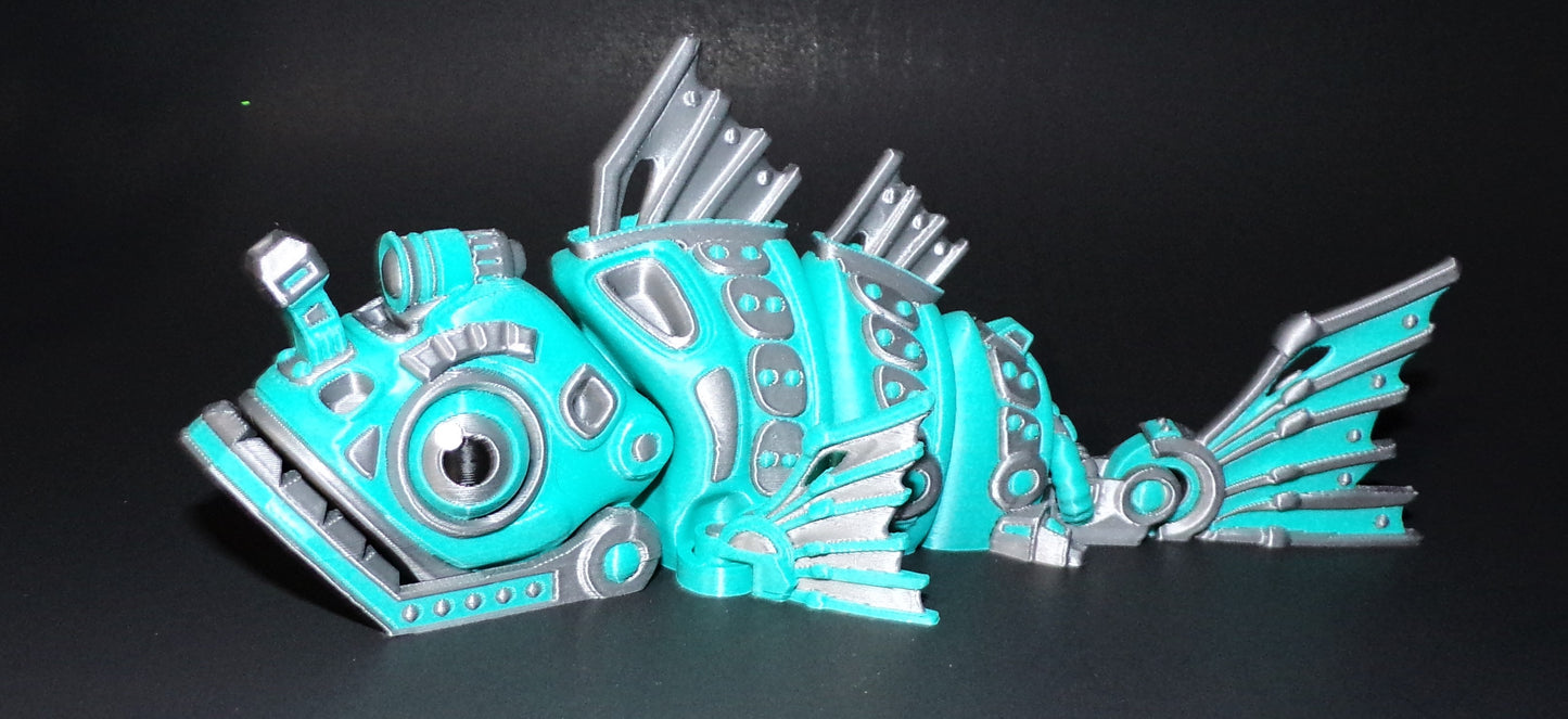 Cyber Fish 3D Printed Articulated Figurine - Wonderland 3D Printing