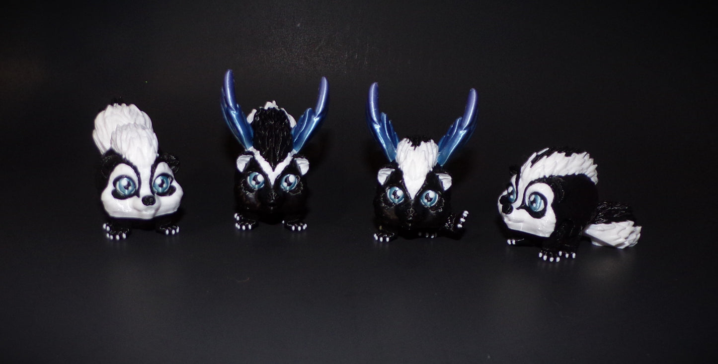 Raccoon, Chinchilla, Hedgehog, Squirrel, Fox, Skunk or Skunkerbell Puff Articulated 3d Printed Figurine - Wonderland 3D Printing