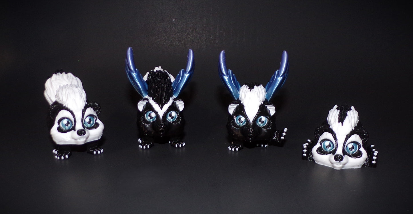 Raccoon, Chinchilla, Hedgehog, Squirrel, Fox, Skunk or Skunkerbell Puff Articulated 3d Printed Figurine - Wonderland 3D Printing