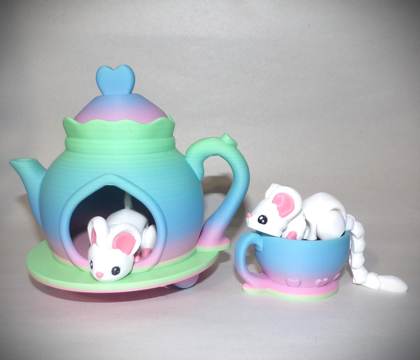 Mouse Tea Party Set Articulated 3d Printed Figurine - Wonderland 3D Printing