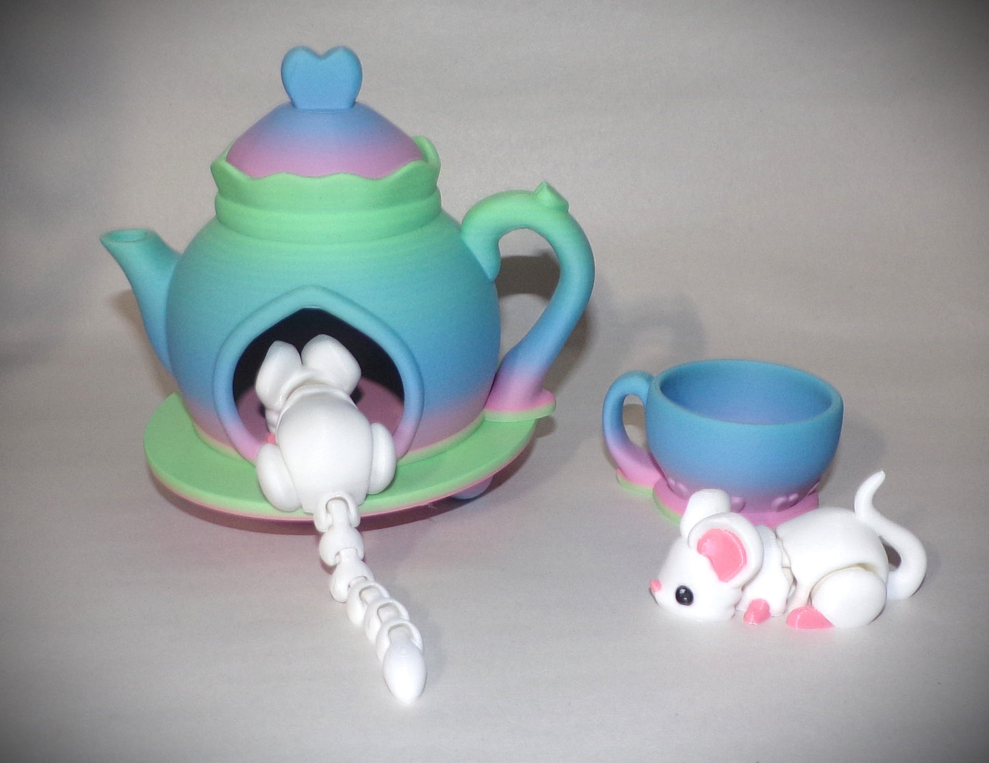 Mouse Tea Party Set Articulated 3d Printed Figurine - Wonderland 3D Printing