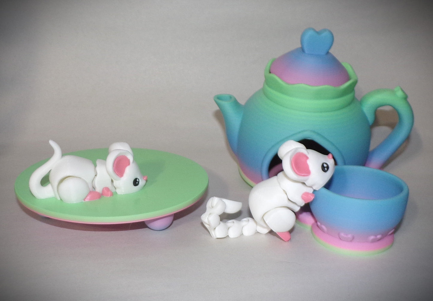 Mouse Tea Party Set Articulated 3d Printed Figurine - Wonderland 3D Printing