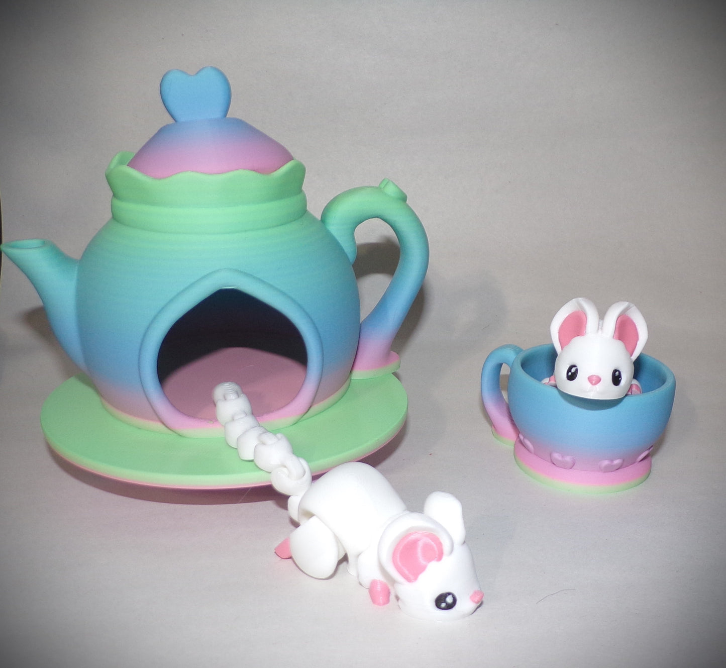 Mouse Tea Party Set Articulated 3d Printed Figurine - Wonderland 3D Printing